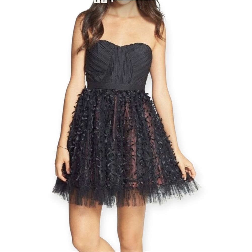 a.drea Bow Textured Tulle Fit And Flare Dress, Small